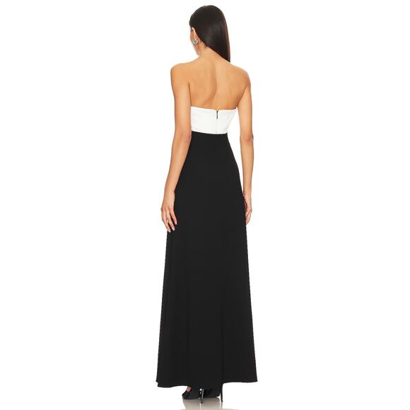 NWT Lovers and Friends Anais Colorblock Strapless Gown Black & White Women's L - Picture 2 of 12